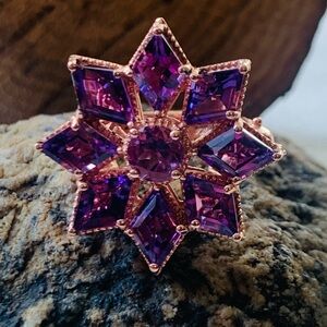 Rose gold vermeil amethyst flower ring sz 5.25 new